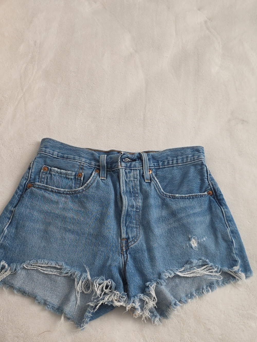 Levi's Light Blue Distressed Denim Jean Shorts